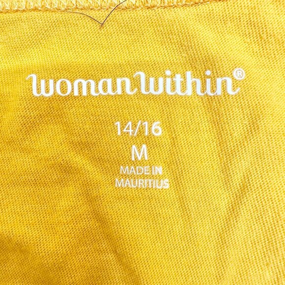 Woman Within T-Shirt Womens 14/16 M Yellow Short Sleeve Crewneck Cotton - Picture 2 of 8